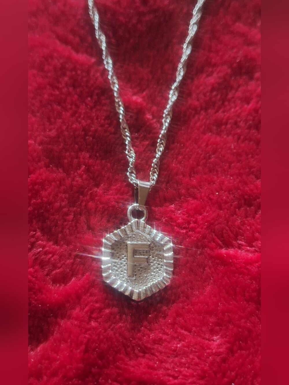 Oak & Ivy Boutique Stainless Silver Tone F Initial Adjustable Necklace NWOT